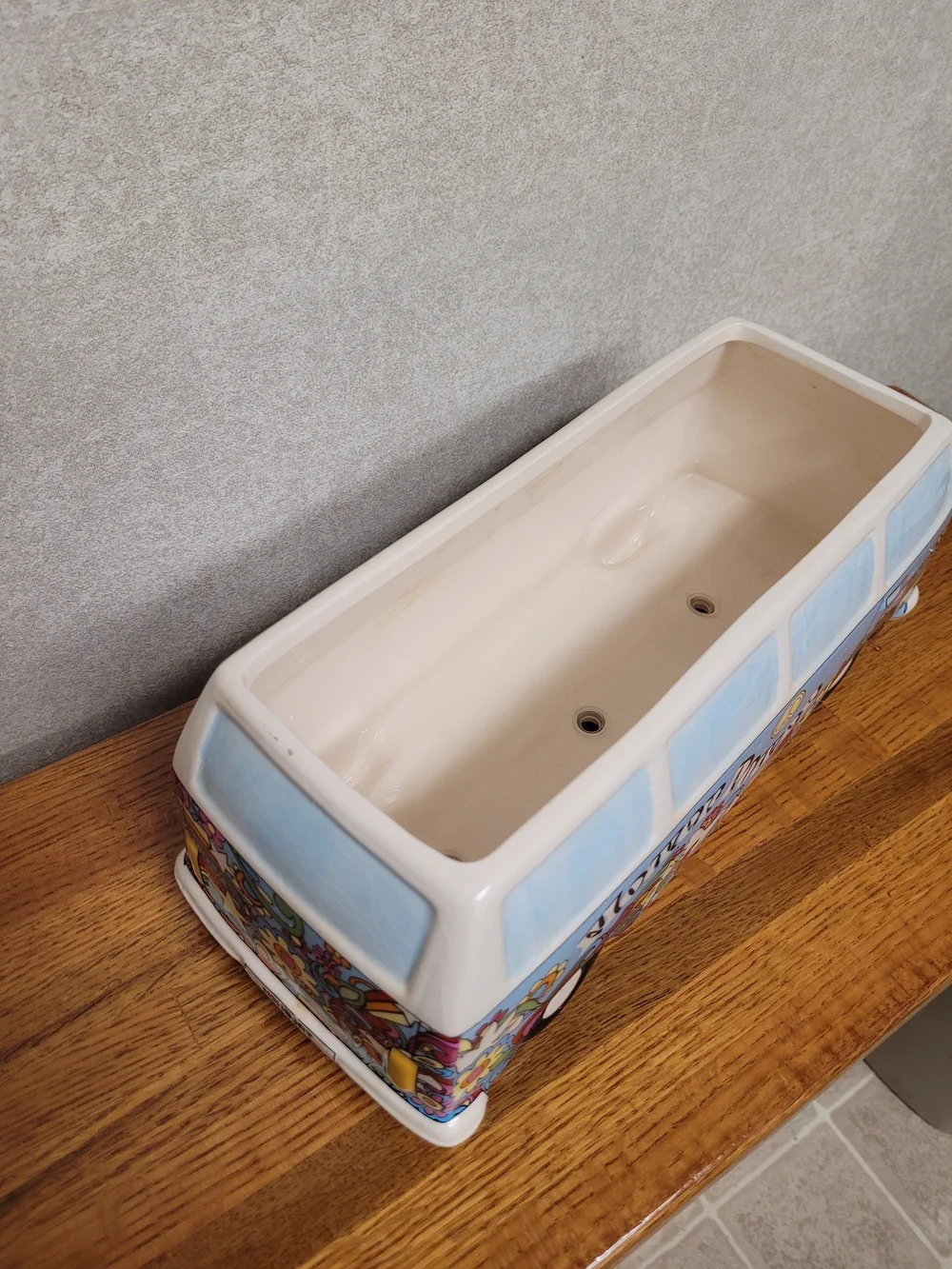🌼 Ceramic Cookie Jar or Herb Planter Groovy Hippie Floral Van Design.